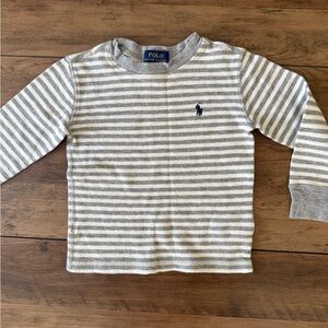 Polo by Ralph Lauren Gray and White Striped Kids Shirt